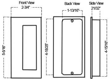 Canaropa FPC400-135 Stainless Steel Flush Pull Dimensions