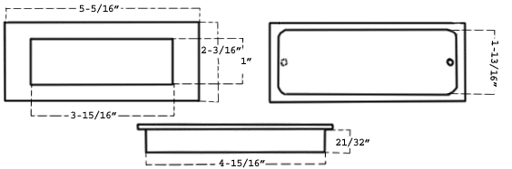Canaropa FPC402-135 Stainless Steel Flush Pull Dimensions