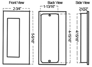Canaropa FPC410-135 Stainless Steel Flush Pull Dimensions