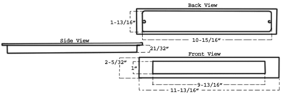Canaropa FP416-300 Stainless Steel Flush Pull Dimensions