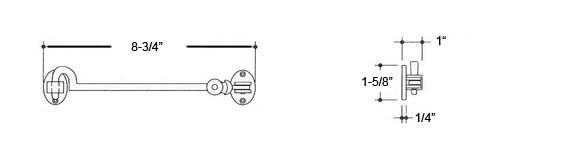 Hamilton DCH-202 Cabin Hook Sizes
