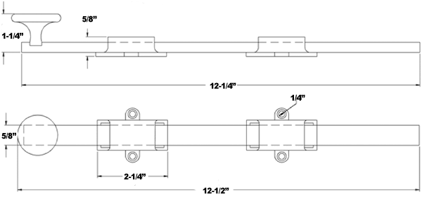 Deltana 12SB 12 Inch Surface Bolt Specifications