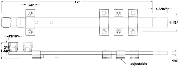Deltana 12SSB 12 Inch Stainless Door Bolt Specifications