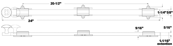 Deltana 24SB 24 Inch Surface Bolt Specifications