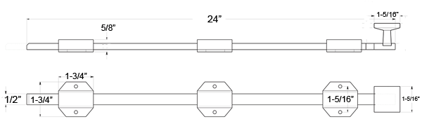 Deltana 24SBM 24 Inch Modern Surface Bolt Specifications