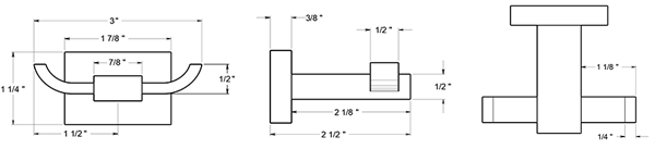 Deltana 55D2010 Double Robe Hook Specifications