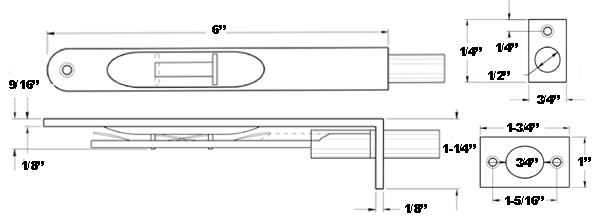 Deltana 6FBR 6 Inch Flush Bolt Specifications