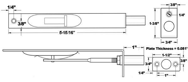 Deltana 6FBS32D Stainless Steel Flush Bolt Specifications