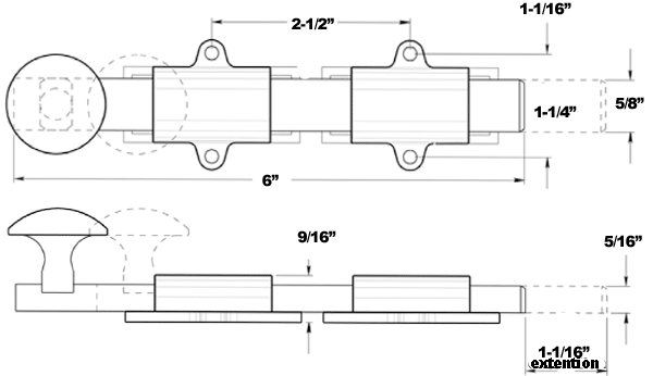 Deltana 6SB 6 Inch Surface Bolt Specifications