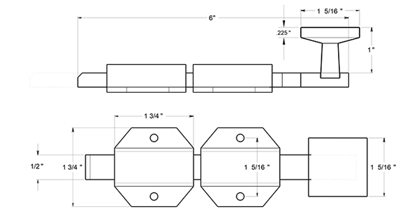 Deltana 6SBM 6 Inch Modern Surface Bolt Specifications