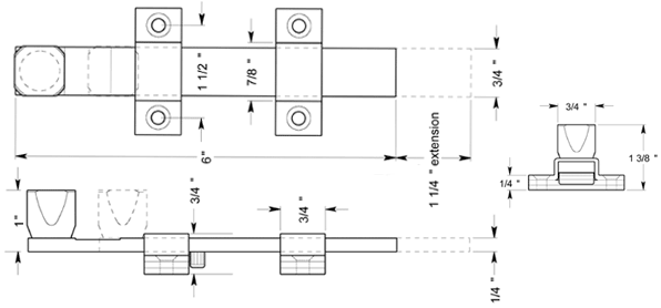 Deltana 6SSB 6 Inch Stainless Door Bolt Specifications