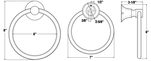 Deltana 88TR6 Towel Ring Specifications