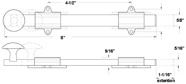 Deltana 8SB 8 Inch Surface Bolt Specifications