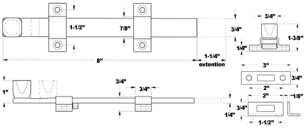 Deltana 8SSB 8 Inch Stainless Door Bolt Specifications