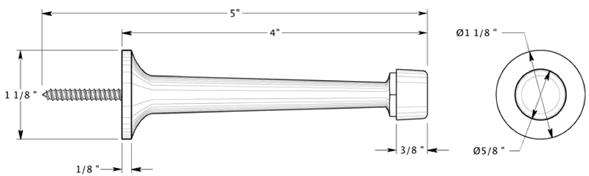 Solid Brass 3-1/4 Inch Baseboard Door Bumper Specifications