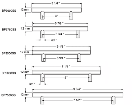 Deltana Satin Stainless Steel Bar Pull Specifications