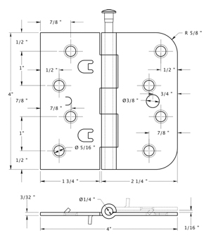 Deltana DE44058TT Hinge Specifications