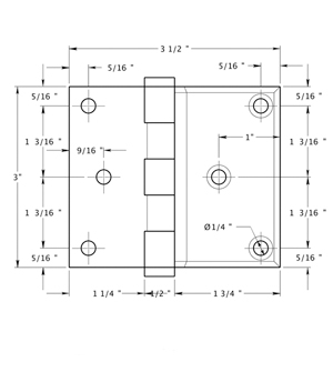 Deltana DSH3035 Hinge Specifications