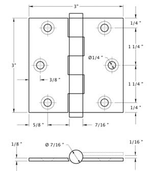 Deltana DSB3 Hinge Specifications