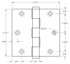Deltana DSB35 Hinge Specifications