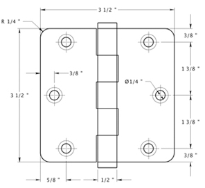 Deltana DSB35R4 Hinge Specifications