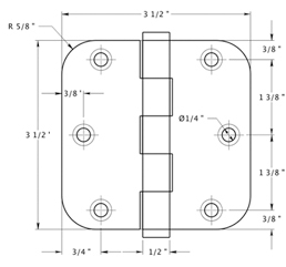 Deltana DSB35R5x-R Hinge Specifications