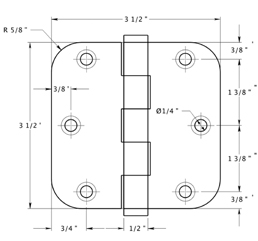 Deltana DSB35R5 Hinge Specifications