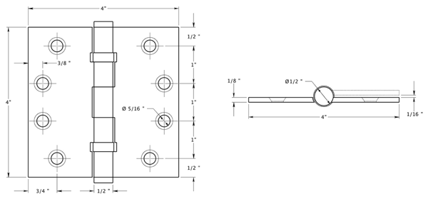 Deltana DSB4B Hinge Specifications