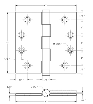 Deltana DSB4N Hinge Specifications