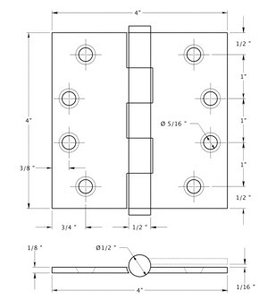 Deltana DSB4 Hinge Specifications