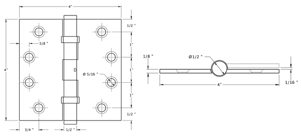 Deltana DSB4NB Hinge Specifications