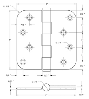 Deltana DSB4R5-RZ Hinge Specifications