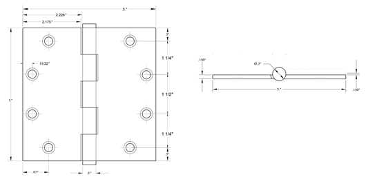 Deltana DSB3 Hinge Specifications