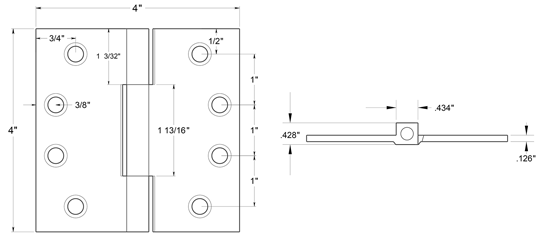 Deltana DSBS4 Hinge Specifications