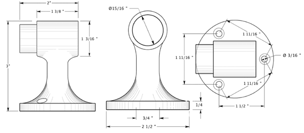 Deltana DSF3225 3 Inch Door Stop Specifications