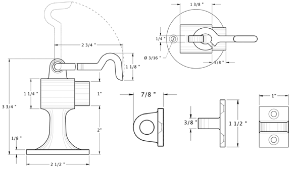 Deltana DSF444  Door Stop Specifications