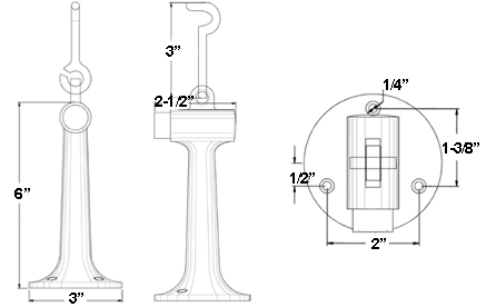 6 Inch Door Stop with Hook Specifications