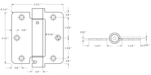 Deltana DSH35R4 Hinge Specifications