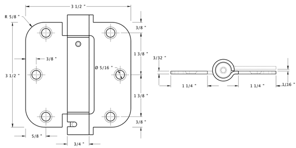 Deltana DSH35R5 Hinge Specifications