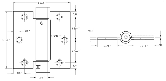 Deltana DSH35U Hinge Specifications