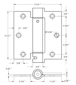 Deltana DSH35U32D Stainless Steel Hinge Specifications
