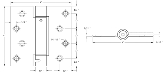 Deltana DSH44 Hinge Specifications