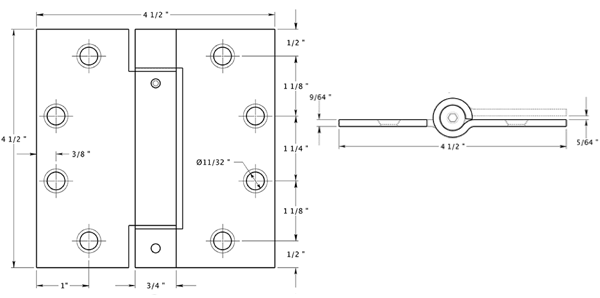 Deltana DSH45U32D Hinge Specifications