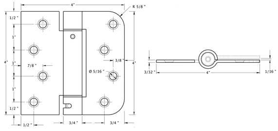 Deltana DSH4SR5 Hinge Specifications