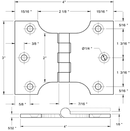Deltana DSPA3040 Hinge Specifications