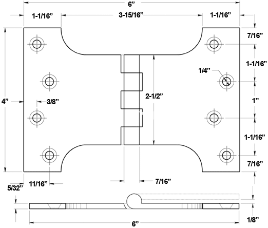 Deltana DSPA4060 Hinge Specifications