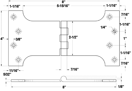 Deltana DSPA4080 Hinge Specifications