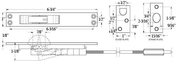Deltana EFB Extension Flush Door Bolt Specifications