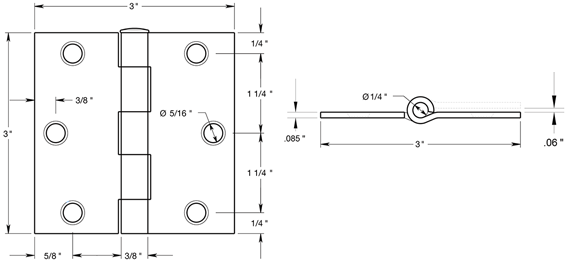 Deltana S33U Hinge Specifications