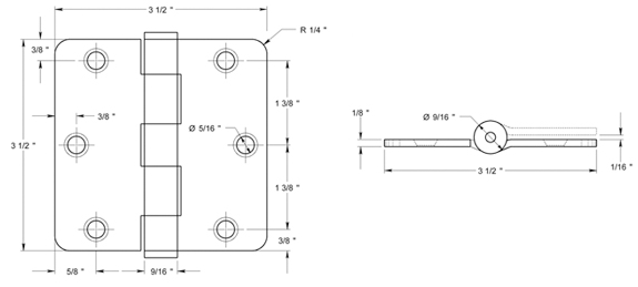Deltana S35R4HD Hinge Specifications